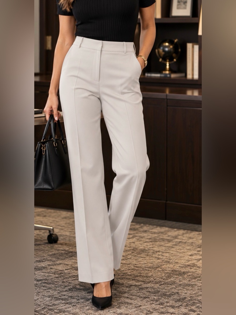 Alex Marie Straight Leg Dress Pants / Trousers, Front Creases Stone color NWT 12